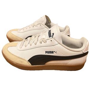 Puma Palermo Womens Sneakers Size 8 White Black Beige Casual Shoe Preppy Academy